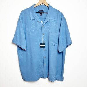 Joseph & Feiss Blue Short Sleeve Button Shirt XXL Classic Fit 100% Silk New